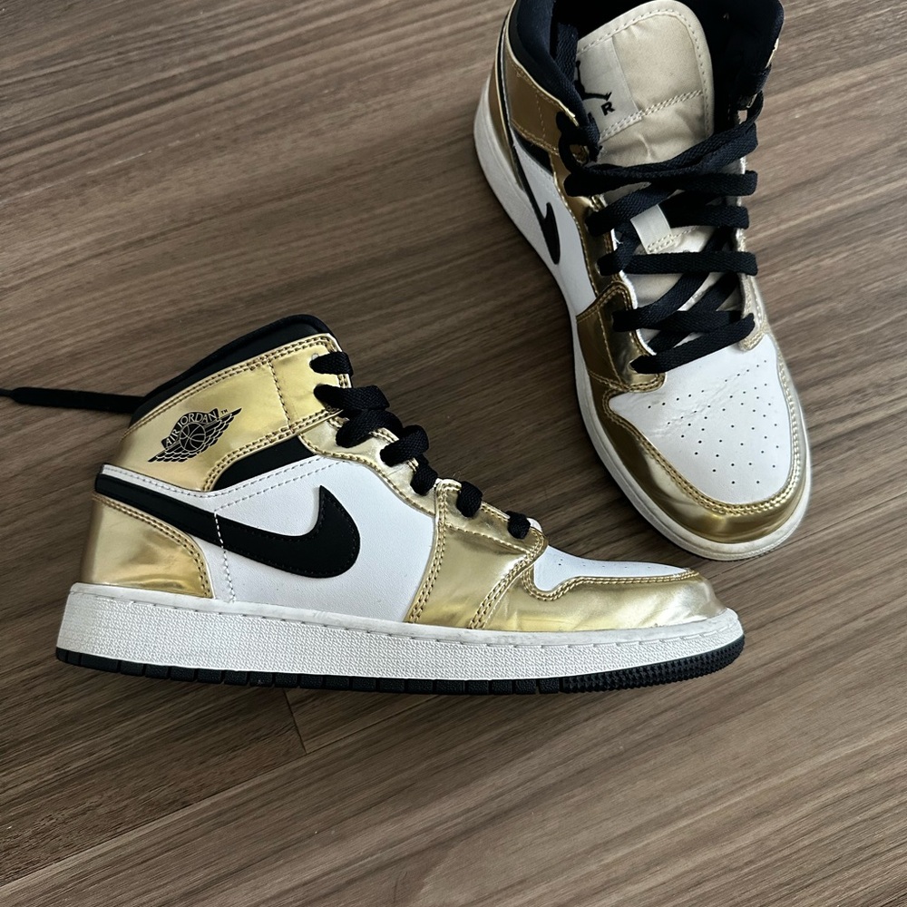 Gold and White High-Top Sneakers